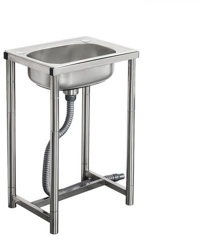 Lavello singolo da pavimento in acciaio inossidabile for uso domestico con supporto, adatto for lavare verdure, stoviglie e semplici lavamani for balconi.(42 * 37 * 45cm)