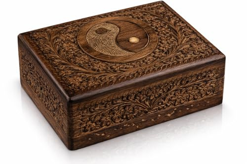 Tolles Geburtstagsgeschenkideen-Ideen handgefertigter dekorativer hölzerner Schmuckkasten Schmuck Organizer Andenkenbox Treasure Brust Schmuckhalter Aufbewahrungsbox Jubiläumshauswarming (Antique)