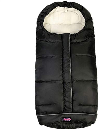 Weather Proof Oudtoor Walking Universal Stroller Bunting Bag with Reflective Strips,Multi-Zippers,Central and Feet Area Opens,Easy for Baby in&Out&Temperature Regulation Footmuff for Stroller,Black