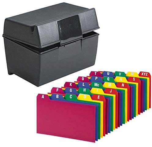 Index Card Holder, Index Cards Storage Box Holds Up to 300 3x5” Cards, with Poly Card Guides A-Z, 3x5 Inch - Value Pack