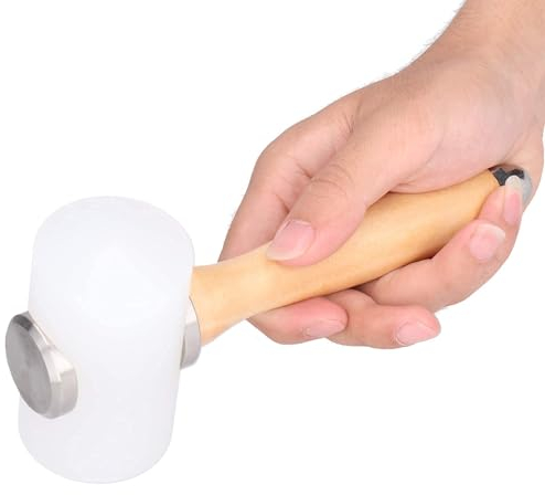 Leather Carving Hammer Mallet, Nylon DIY Leathercraft Mallet Tools with Wooden Handle for Leather Work Cowhide Sew Club(Primary Color Handle-Double Head)