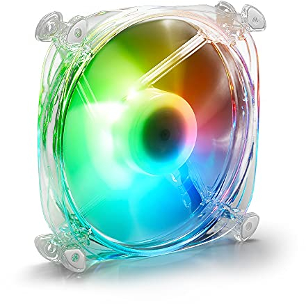 Sharkoon Shark Disc RGB Fan - Ventilador 120 mm para Caja PC Gaming, 1000 RPM, LED RGB Direccionable, Transparente