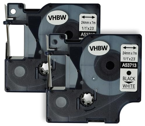 vhbw 2x Schriftband-Kassette Ersatz für Dymo D1 | 53713 für Etiketten-Drucker 7m x 24mm Schwarz auf Weiß