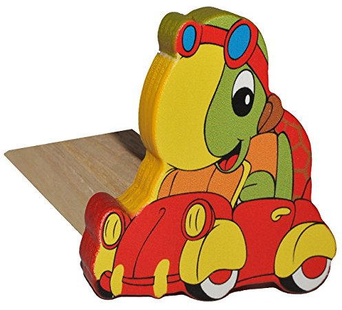 alles-meine.de GmbH Türstopper/Fensterstopper/Unterlegkeil - aus Holz - Schildkröte im Auto - Türkeil/Klemmschutz/Türpuffer/Holztürstopper - Kinderzimmer - Tür - für Ki..
