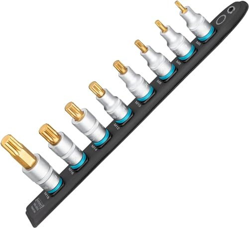Hazet SmartRail, Flexible Kunststoff-Steckleiste 990-SR/8, TIN beschichtet | Antrieb 1/2 Zoll (12,5 mm) Vierkant hohl, Abtrieb Innen Vielzahn Profil XZN, TIN beschichtet, Länge 365 mm, Breite 37.4 mm