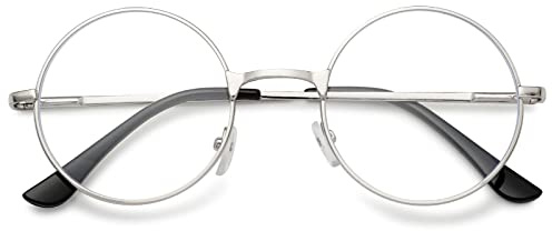 MAGIMODAC Rund Blaulichtfilter Lesebrillen Herren Damen Metall Anti Blaues Licht Lesebrille Flexible Retro Computer-Lesebrille Anti-Müdigkeit Silber +2.50