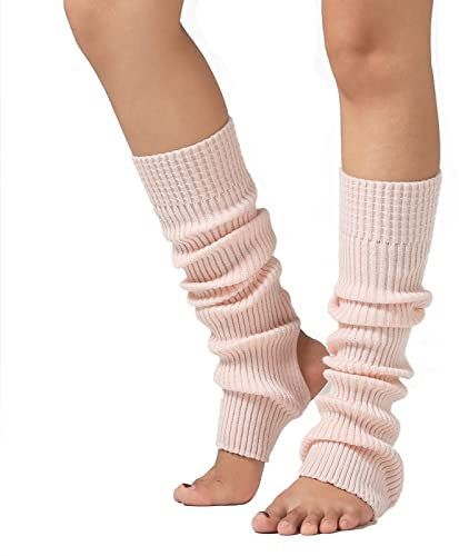 JK Home Guêtres en Tricot Femme Fille Chauffe-jambes pour Ballet Danse Fitness Yoga Jambière Chaussette Ouverture Verticale Rose