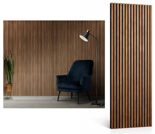 Acoustic Wall Panels 2400x600 mm – Wood Slat Wall Panels for Feature Walls – Sound Absorbing Wood Panels for Walls - Slat Wall Panelling for Living Room, Bedroom & Office – Goods Emporium (Walnut)