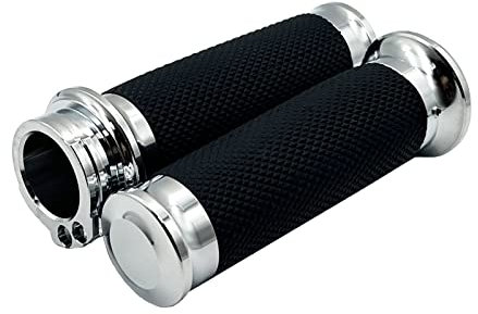 RESKIO Motorrad Griff Motorrad 1 25mm Handgriffe Lenkergriffe Schwarz Chrom Für Harley Touring Road King Electra Glide Dyna Sportster XL Softail Motorrad-Lenkergriffe (Color : Chrome)