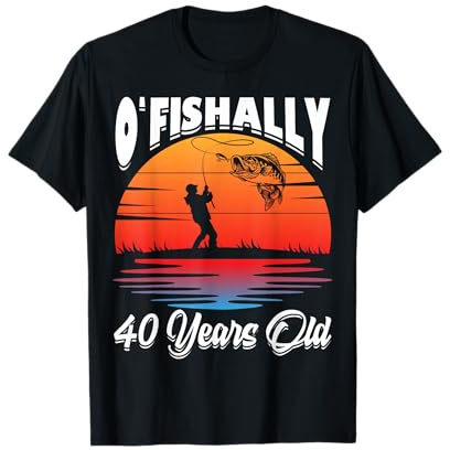 Ofishally 40 Years Old Fisherman 40th Birthday Party Fishing T-Shirt