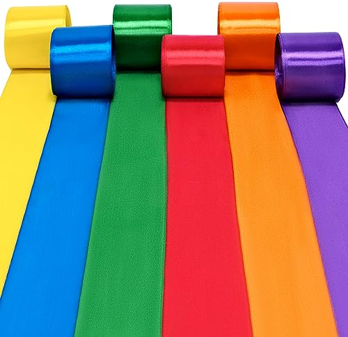 Wide Ribbon 6 Rolls Rainbow Satin Ribbons 50mm x 10.94 Yards Thick Ribbon