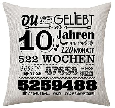 Geburtstagsgeschenk für Frauen Männer Zierkissenbezüge Geschenk für Sie 6 - 50 Jahre Geschenke für Mama Tante Papa Oma Opa Schwester Freund Geburtstagsgeschenke Ideen Kissenbezug 45 x 45 CM (10th)
