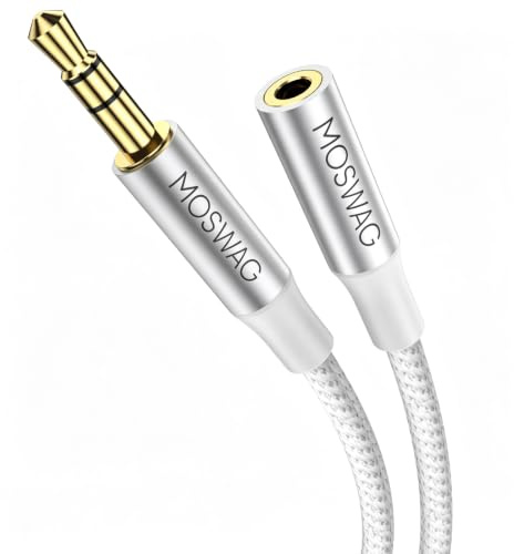 MOSWAG 3.5mm Klinkenverlängerung 10M Aux Audiokabel Nylon geflochten | Vergoldeter 3.5mm Stecker, kompatibel mit Kopfhörer, Auto, Handy, Tablet, PC, MacBook, Lautsprecher uvm