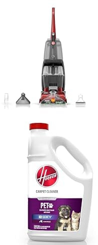Hoover PowerScrub Deluxe Carpet Cleaner Machine, Upright Shampooer, FH50150NC+ Hoover Oxy Pet Urine & Stain Eliminator Carpet Cleaning Shampoo, 116 oz Formula, AH31938