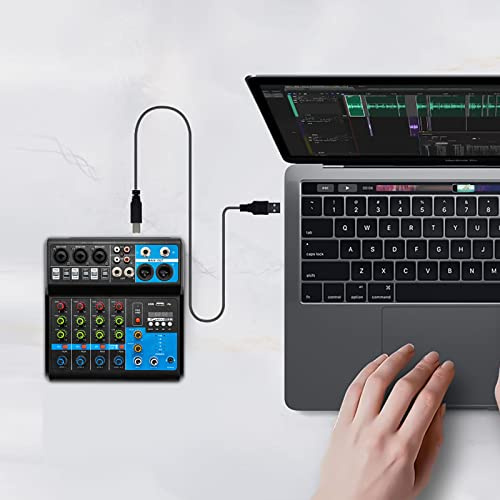 Mini mixer audio a 5 canali Bluetooth, sistema di console audio, mixer USB, amplificatore per studio DJ Live per podcaster video streamer e creatore di contenuti