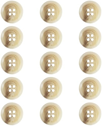 ftiemlovde 15 Stück 4 Loch Bunte Knöpfe zum Annähen Basteln（Weiß 25mm） | Selber Machen ,für strickjacke,nachthemd,sommerkleid