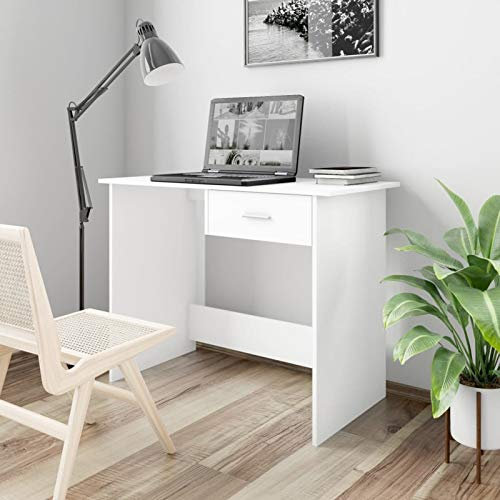 LAPOOH Schreibtisch Weiß 100x50x76 cm Holzwerkstoff, Gaming Tisch, Computertisch, Computer Desk, Office Table, Bürotisch, Arbeitstisch, Nähtisch, Pc Tisch