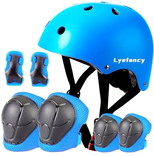Lyefancy Kids Bike Helmet and Pads Set for 3-13 Years old Boys Girls, Toddler Helmet Protective Gear Set, Adjustable Safety Kids Helmet Elbow Knee Pads Set for Scooter Cycling Skateboard Skating