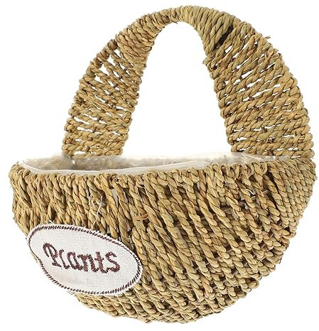 MERRYHAPY Großer Hängender Blumentopf Aus Geflochtenem Gras Dekorativer Wandkorb Für Balkon Und Garten Langlebiger Pflanzenhalter Für Kräuter Und Sukkulenten Natürlicher Blumenampel-strauß
