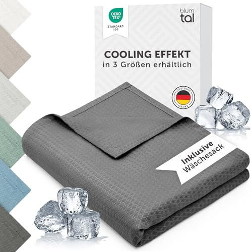 Blumtal Manta refrescante 150x200 cm - Ice Cooling Blanket de bambú - Manta Fria para Personas certificada Oeko-Tex - Manta de Verano o Viaje - Manta enfriamiento - Antracita