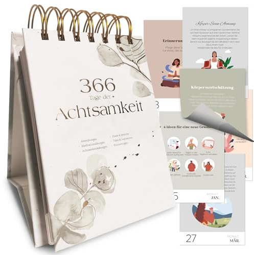 BIROYAL Achtsamkeitskalender 2026 - Tischkalender 2026 täglich - Tageskalender mit 366 Sprüchen & Übungen - Motivationskalender Stehkalender für ein erfülltes & achtsames Jahr (Hellgrün)