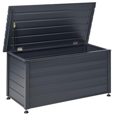 Beliani Gartentruhe 330L Aluminium dunkelgrau wasserfest Kissenbox Auflagenbox Campalto