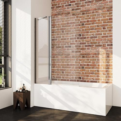 Duschwand für Badewanne 90x140cm Duschabtrennung Badewannenaufsatz Faltbar Duschwand 6mm NANO Sicherheitsglas Duschtrennwand 2-Teilig Faltwand Duschabtrennung mit schulte Badewannenfaltwand