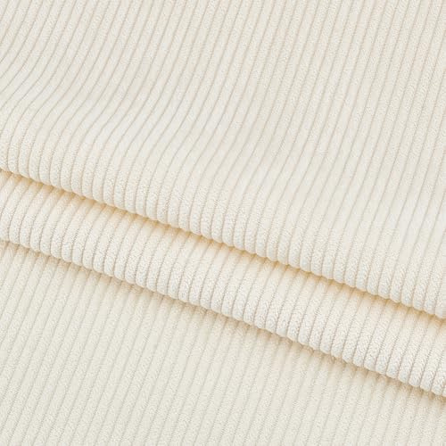 BENECREAT 2 x 1,55 m weißer Cordstoff mit Blumenmuster, DIY-Näh- und Bastelmaterialien, Cord-Polsterstoff für Mantel, Hemd, Kleid, Hose, Kostüm, Sofa, Nähen