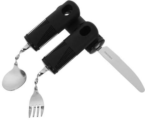 Healeved 3pièces Lot De Couverts Adaptatifs Avec Cuillère Fourchette Et Couteau Pour Personnes Âgées Ustensiles Pliables Acier Inoxydable Pour Tremblements Des Mains