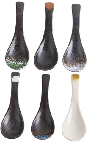 PRETYZOOM 6 Piezas Cuchara De Cerámica De Cucharas Soperas Estilo Japonés Utensilios De Cocina Para Sopa Uso Diario
