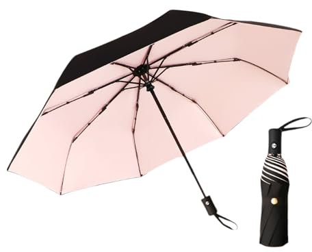 TREWQ 8 Ribs Regenschirm Automatisch Faltungsunternehmen Für Frauen Männer,faltbare Tragbare Golfschirm, Kompakte Reiseweg, Automatischer Regenschirm Für Erwachsene,UPF 50 Pink