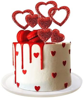 TAXTYHRE 10 Stück Valentine's Day Cupcake Toppers, Glitter Herz Cupcake Topper, Sweet Love Valentinstag Kuchen Topper, für Valentinstag Thema Hochzeit Braut Dusche Geburtstag Party