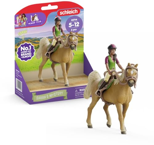 schleich HORSE CLUB | Sarah & Mystery 42714 | ab 5 Jahren | 6 Teile | bewegliche Mädchenfigur | mit Pferde Zubehör | tolles Geschenk für Mädchen und Jungen | exklusiv bei Amazon