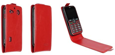 caseroxx mobiltelefonfodral flip fodral kompatibel med Doro Leva L10/L11, smartphone-väska flip fodral i rött
