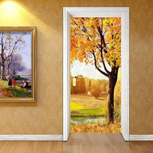 3D Türtapete Selbstklebend Pflanzen Bäume Landschaft 77 X 200 Cm Diy Wandbild Pvc Wasserdicht Pvc Türtattoos Türposter Türaufkleber Fototapete Türfolie Für Tür,Wohnzimmer,Schlafzimmer,-37530238719388