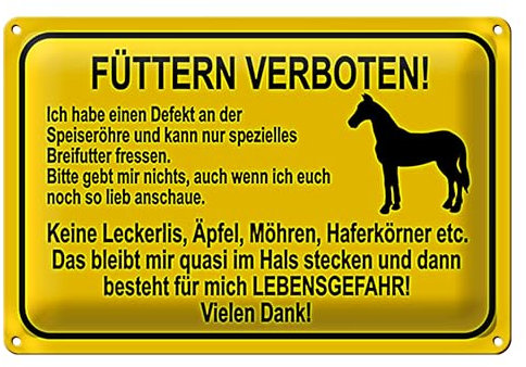 Füttern verboten | Warnschild | Pferd mit Defekt | 20 cm x 30 cm