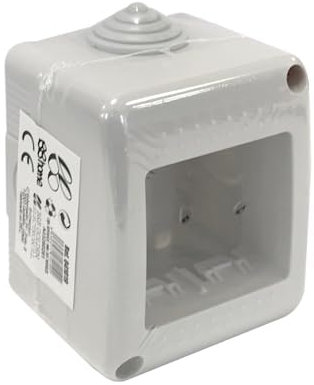 Scatola di superficie a 2 moduli, facile da installare e design funzionale. Ideale per collegamenti elettrici e distribuzione di energia in vari spazi.