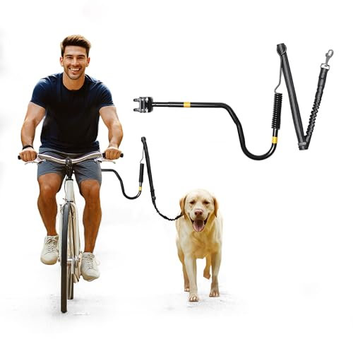 iPetba Hundeleine für Fahrrad – Freihändiges Fahrradbefestigungsseil für Hunde, Stoßdämpfend, Verstellbare Länge