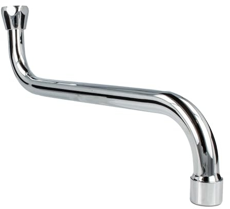 tecuro Universal S-Auslauf für Wand-Armaturen, 3/4 Zoll flachdichtend, Länge 350 mm - Messing verchromt