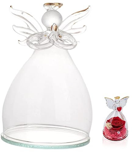 YBAAKZIIR Cupola per espositori in Vetro ， Figurine di Fiori eterni Figurine di Fiori eterni in Vetro da Esposizione, Campane di Vetro a Forma di Campana, Rosa eterna in Vetro