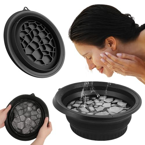 TECHEEL Face Ice Bath Bowl Foldable Silicone Ice WashBasin Schnell Kühlung Faltbare Gesicht Eiswanne Eis Gesichtsfaltwaschbecken Quick Cooling Wash Basin für Schwellungserleichterung, lindern Haut