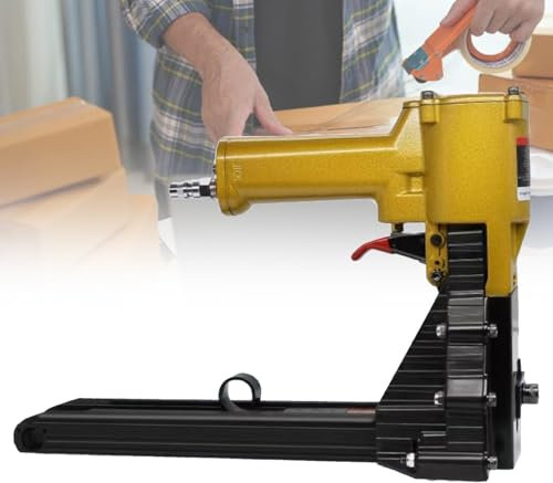 FLNOZAMZ Industrial Box Sealing Staple Gun, Pneumatic Handheld Carton Packing Tool, for 15mm-18mm/22mm Nails (15to18mm)