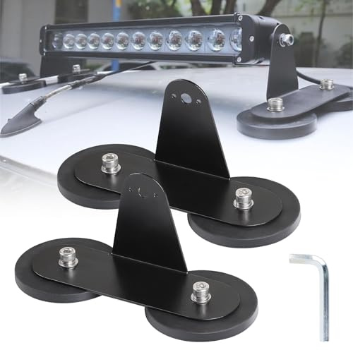 EFUTURETIME 2 Pcs Soportes con Base Magnética Ø88mm para Barra de Luces Led | de Montaje, Universal, en Techo con Ventosa, para Coche, Capós, Soporte en L