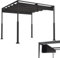 LZQ Pergola Gazebo 3 x 3 m con robusto telaio in acciaio e tetto apribile regolabile, tetto in poliestere rivestito in PA, protezione solare resistente alle intemperie per giardino e terrazza (nero)