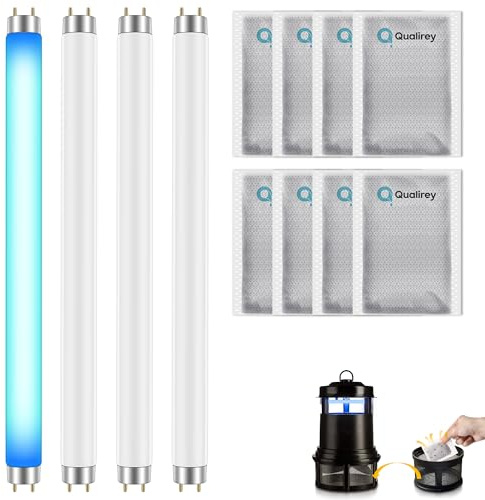 Qualirey Lot de 12 ampoules de rechange 32050 pour appât anti-moustiques, compatible avec DynaTrap DT2000XL/XLP DT3012, tube fluorescent T5 6 W, piège à moustiques pour piège à insectes, taux de