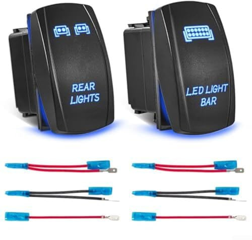 Lot de 2 interrupteurs à bascule pour feu arrière + barre lumineuse LED 5 broches étanche pour voiture, VTT, UTV et véhicules marins