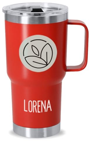 DEREGALOOS Taza Térmica Personalizable con Foto y Nombre. Termo Personalizado. Acero Inoxidable Reciclado. Doble Pared 600ml. Regalo para Pareja, Amigos. Ideal para Oficina, Gimnasio (Rojo)