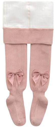 AOOPOO Collant in Pile per Bambina Calzamaglia Bambina Termici Cotone Leggings Calze Maglia Neonata Pantyhose Tights con Fiocco in Nastro Calzamaglia Morbida da 6 mesi a 10 anni