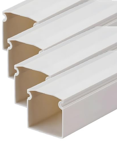 8 metros de canaleta pasacables de pared, canaletas con adhesivo de doble cara y tapa, blanco, 4 unidades de 2 metros, 10 mm x 10 mm