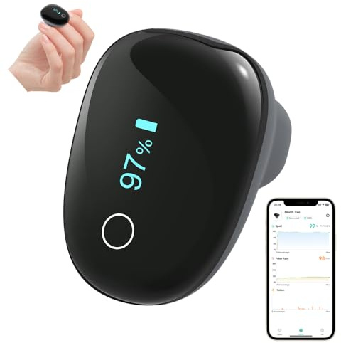 HOLFENRY Ring Pulse Oximeter JKS50G, Continuous Blood Oxygen Monitor with Smart Vibration Alarm, Bluetooth App Sync, SpO2 & Heart Rate Tracker, 13-15 Hours Battery, Rechargeable